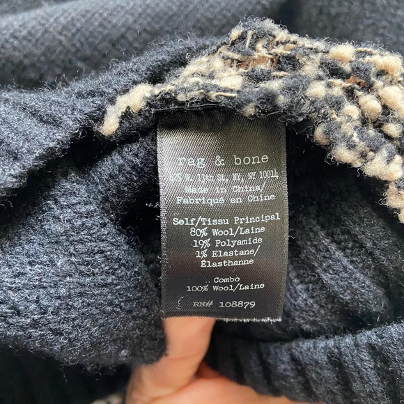 Rag & Bone speckled color blocked pullover wool oversized sweater Sz Xs - Picture 9 of 14